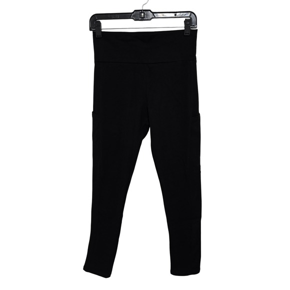 ambiance Womens Black High Waist Capri Leggings with Pockets Size L - Picture 1 of 6
